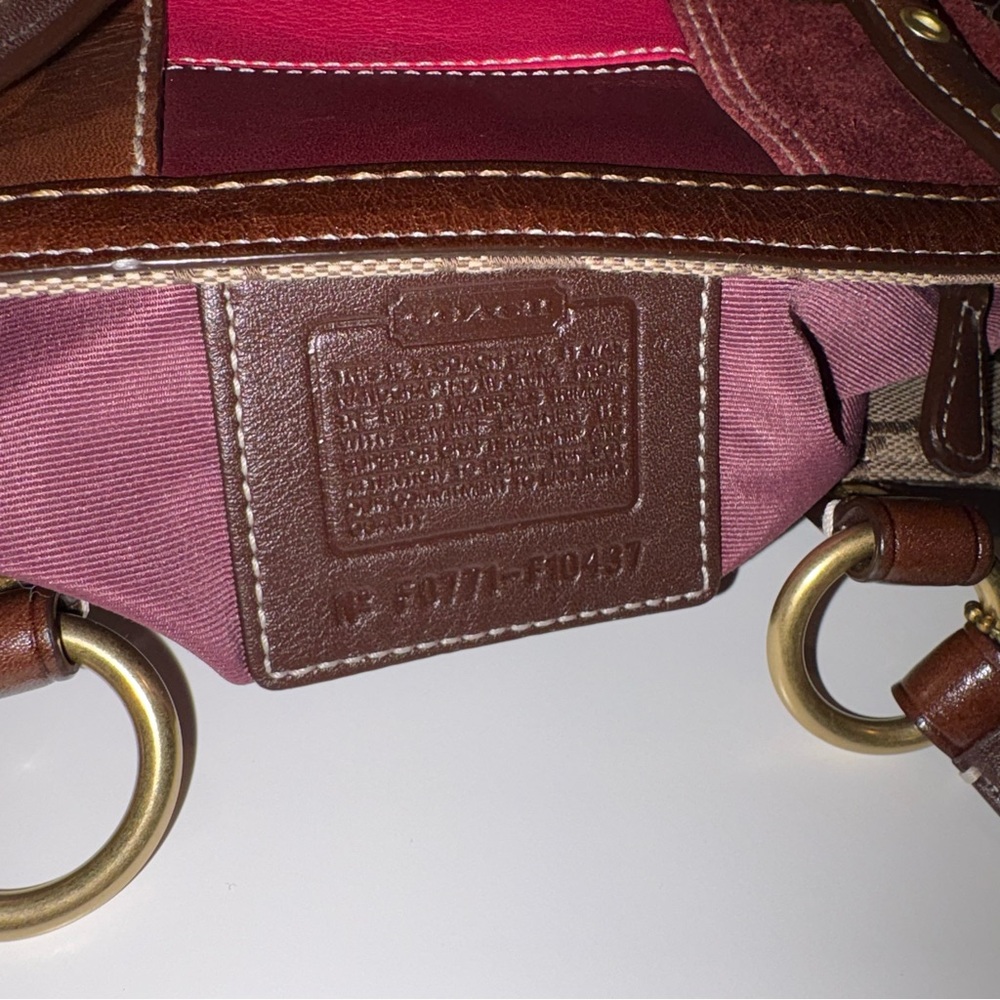SOLD!! Coach brown multicolor holiday leather tote bag with zebra print - Picture 9 of 10